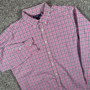 Daniel Cremieux Men's XL Long Sleeve Pink Multi Plaid Button Down Shirt Dress